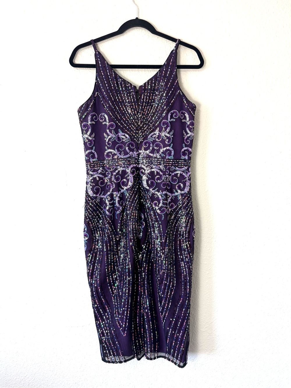 Dress the Population Felicity Purple Sequin Midi Dress Size Medium - Picture 6 of 9